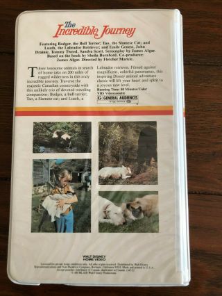 Walt disney home video The Incredible Journey vhs release clam shell case rare 2
