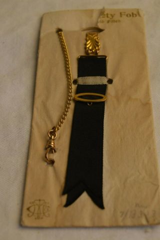 Rare Antique Victorian Dfb Gold Filled Vest Clip Pocket Watch Ribbon Fob Nos