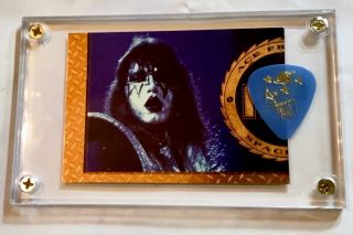 Rare Kiss Ace Frehley Gold Card F07 / Blue Signature Tour Guitar Pick Display