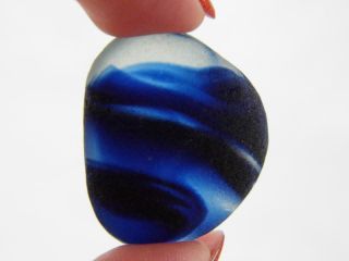 1 Multi Xl Ink Cobalt Blue Waves 0.  38oz Jq Rare Seaham English Sea Glass