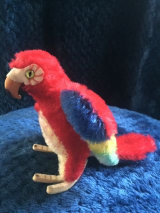 Rare Vintage Collectible Steiff Mohair Lora Parrot With Button.
