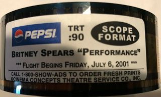 Britney Spears Pepsi " Performance " Millimeter Film Mint/rare 7/6/2001