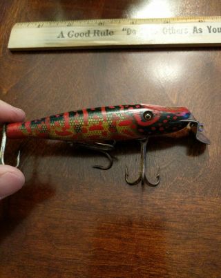 Vintage 5 " Fishing Lure Wood Ccb Co Garrett Creek Chub Pikie Date 9 - 27 - 20 Rare
