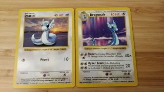 Pokémon Base Set Rare Shadowless Dragonair 18/102,  Dratini 26/102