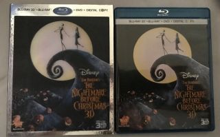 The Nightmare Before Christmas 3d Blu - Ray Dvd Movie W/ Lenticular Slipcover Rare