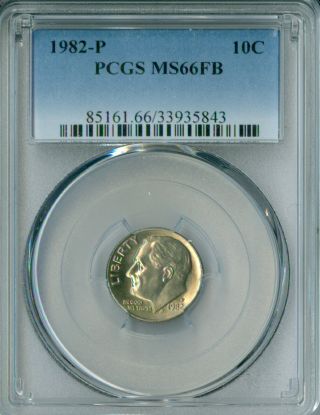 1982 - P Roosevelt Dime Pcgs Mac Ms66 Fb 2nd Finest Grade Rare Spotless.