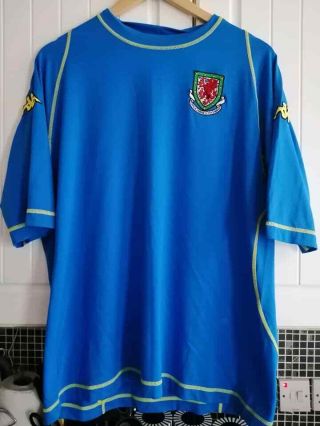 Very Rare Vintage Wales Kappa Football Shirt 3rd Jersey Blue Xxl Tight Fitting
