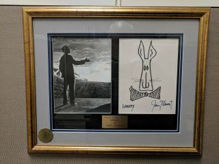 Rare James Stewart Signed Harvey Sketch - Authenticated By Disney