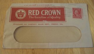 Rare Circa 1915 Advertising Envelope " Red Crown Gasoline " Zerolene Standard Oil