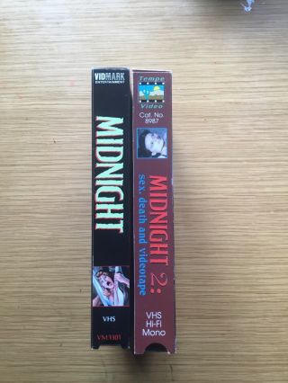Midnight and Midnight 2: Sex,  Death and Videotape VHS Vidmark rare htf 3