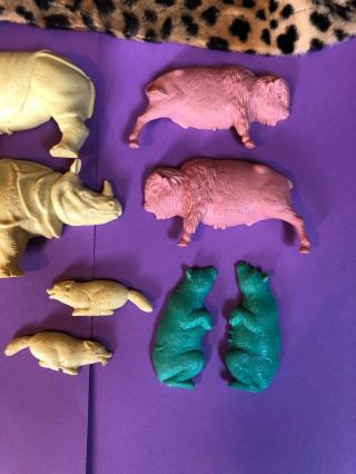 RARE Structo 1960 ' s plastic Nesting animals elephant rhino buffalo fox rabbit 4