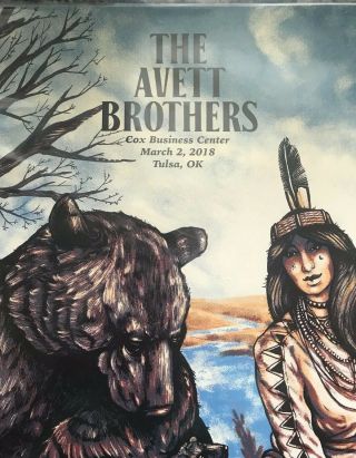 The Avett Brothers concert poster Tulsa,  OK Zeb Love 2018 Signed,  130/200 RARE 2