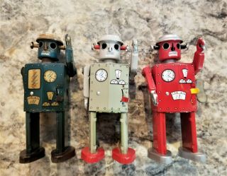 Wow 3 1949 Atomic Robot Man Tin Wind - Up Japan Space Toy Litho Rare