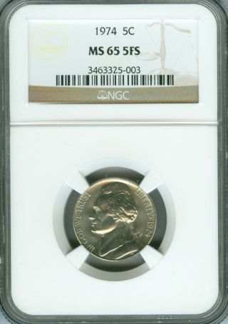 1974 Jefferson Nickel Ngc Ms65 Fs Pq 2nd Finest Registry Pop - 38 Rare
