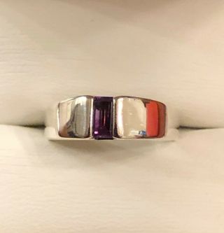 James Avery Rare Sterling Silver Retired Meridian Ring With Amethyst Size 6.  5