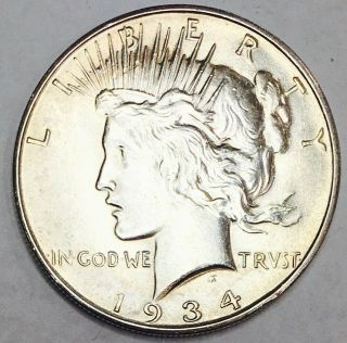 1934 D Peace Dollar Solid Gem Bu,  Incredibly Rare In Quality And Date Nr 4872