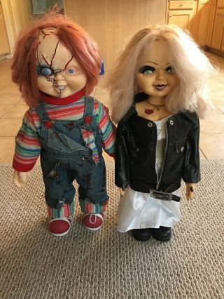 Bride Of Chucky Tiffany & Chucky Set 25in Spencers Gifts Rare Halloween Prop