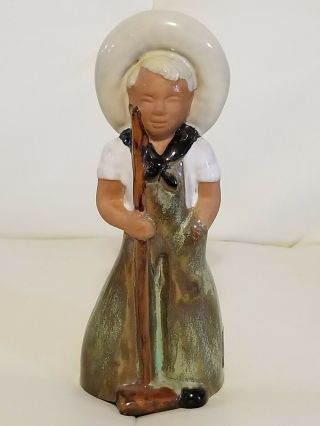Ultra Rare Frankoma Pottery Gardener Gardening Boy Figurine 702 Collectible