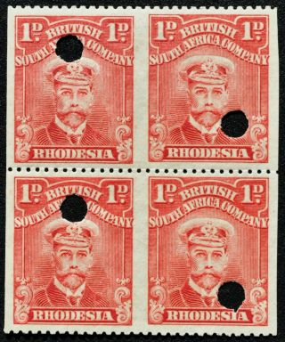 Rhodesia Admirals - 1d Aniline Red Proof File Block With Vertical Imperfs - Rare
