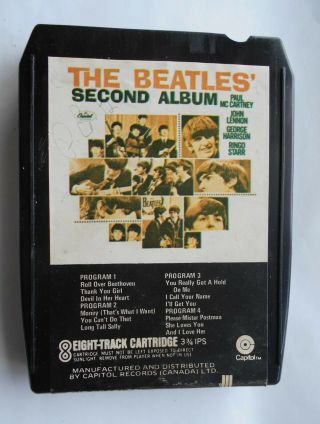 The Beatles Second Album Canada 8 Track Tape Cartridge Mega Rare