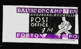 Germany,  Estonia,  Latvia,  Lithuania;baltic Dp Camp Augsburg; Rare 1 M.  Porto Stamp