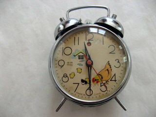 Old Animated Hero Chicken Alarm Clock China 1960 Very Rare