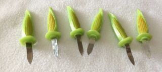 Vintage Corn Cob Holders X 6 Look Like Corn On The Cob Rare & Collectible