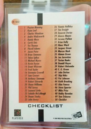 Peyton Manning 1998 VERY RARE Press Pass Reflector Shield Rookie Card 2