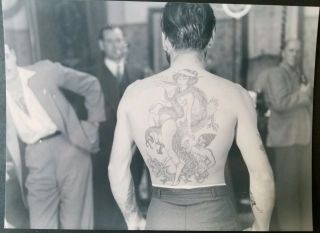 Vintage Rare 90s Print Les Skuse Tattoo Tattooed Man Back Photo,  British Btc Uk