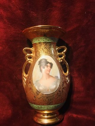 Rare Abingdon Usa Le Mieux 24 Carat Gold Hand Decorated Vase