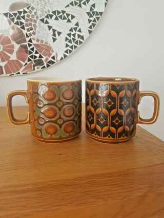 2 X Hornsea Pottery Bronte & Heirloom Mugs - 1975 - Duo & Very Rare