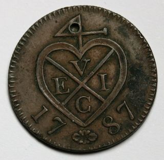 1787 Netherlands - Dutch East Indies Sumatra 2 Keping Rare Coin