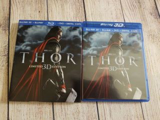 Thor 3d (3d,  Blu - Ray,  Dvd,  Limited Edition) Oop W/ Rare Slipcover.  Marvel