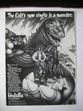 Blue Oyster Cult Godzilla Rare 1978 10x14 " Print Album Lp Cd Promo Ad