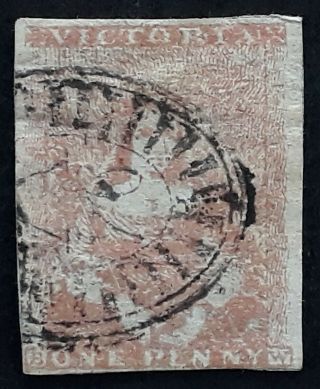 Rare 1854 Victoria Australia 1d Orange Brown Half Length Stamp C,  F Printing