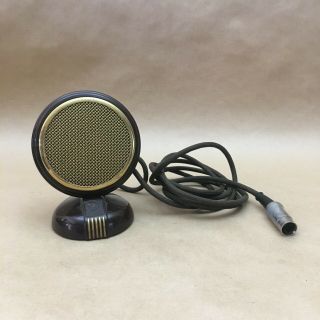 Rare Vintage Dynamic Table Microphone W/gold Grill & Cable 1950’s