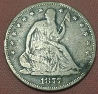 1877 S Seated Liberty Half Dollar 90 Silver ☆rare Micro " S " Variety☆see Pics☆