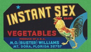 Rare Instant Sex Brand 1940s Florida Fruit Crate Label Art To Frame