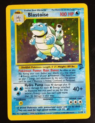 Old Vintage Wotc Pokemon Card Base 2 Rare Holo Blastoise 2/130 Exc