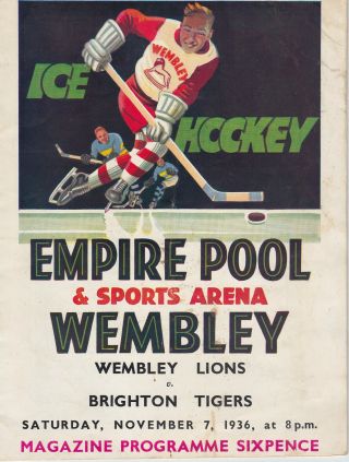 1936 Wembley Lions V Brighton Tigers Programme - 7/11/36 - Very Rare