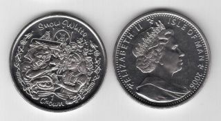 Isle Of Man - Rare 1 Crown Unc Coin 2006 Year Snow White Tale