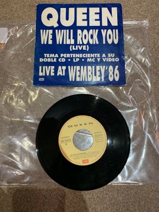 Queen - We Will Rock You (live At Wembley) 7 " Single Record.  Very Rare Spain.  Vg