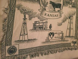 Vintage Americana Elkhart Kansas crochet Hand Sewn blanket throw USA RARE 60x48 4