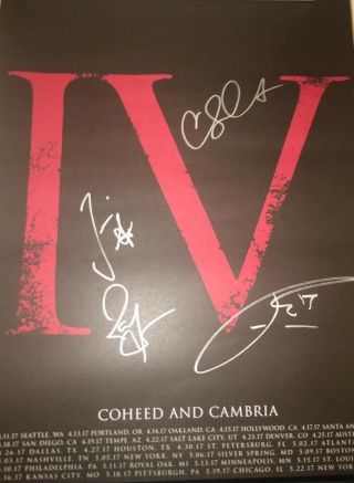Coheed And Cambria Signed Tour Poster Burning Star Iv Rare