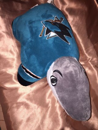 Sj Sharkie San Jose Sharks Mascot Stuffed Plush Pillow Pal Rare