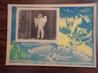 Target Earth 1954 Mexican Lobby Card Robot Monster Invasion Sci - Fi Rare