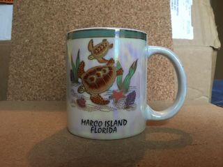 Vintage Rare Marco Island Florida Holographic Pearlescent Coffee Tea Mug Cup