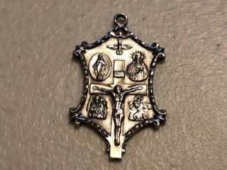 Rare Design - Vintage Grenci Sterling Silver Catholic Medal/pendant