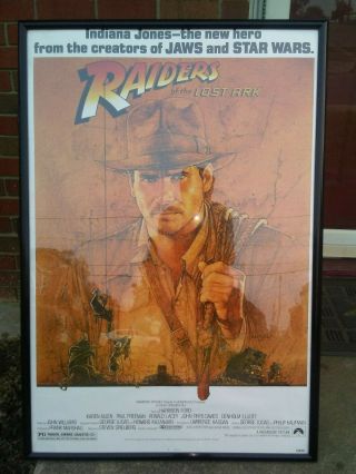 Rare Indiana Jones Raiders Of The Lost Ark Movie Poster 40”x27” 810100