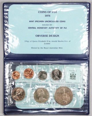 1976 Fiji - Official Specimen Unc Set (7) - Blue Wallet,  - Rare Beauty